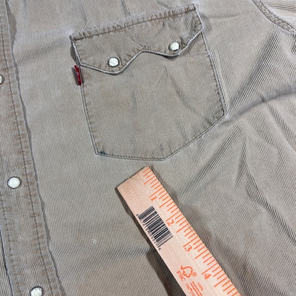 Vintage Levi's Shirt Men's XL Corduroy Western Tan Pearl Snap Long Sleeve Cotton - Picture 7 of 10
